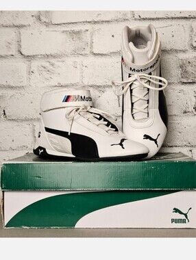 Puma BMW Motorsport Future Cat Mid Driving Shoes Mens 10.5 White